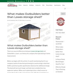 What Is The Makes Outbuilders Better Than Lowes Storage Shed?