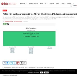 Pdf.to : Un outil pour convertir les PDF en Word, Excel, JPG, Word... et inversement