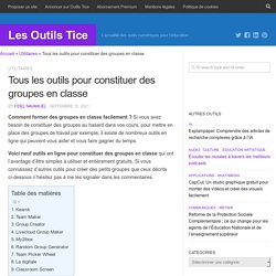 Tous les outils pour constituer des groupes en classe