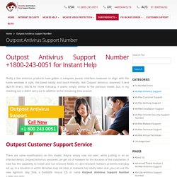 Outpost Antivirus Support Number +1800-243-0051