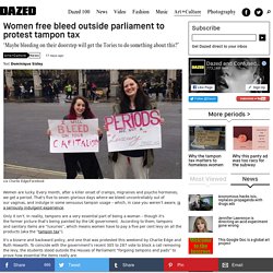 Women free bleed outside parliament to protest tampon tax
