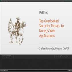 Top Overlooked Security Threats to Node.js Web Applications
