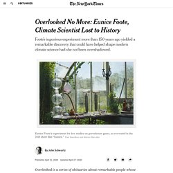 Overlooked No More: Eunice Foote, Climate Scientist Lost to History