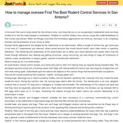 How to manage oversee Find The Best Rodent Control Services In San Antonio?