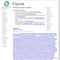 Overview - Clojure v1.3 API documentation