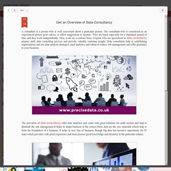 precise data: Get an Overview of Data Consultancy
