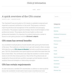 A quick overview of the CFA course