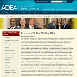 Overview of Critical Thinking Skills : American Dental Education Association