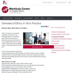 Overview of Ethics in Tech Practice