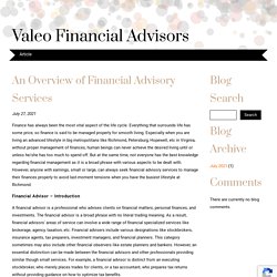 An Overview of Financial Advisory Services
