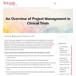 An Overview of Project Management in Clinical Trials - Sollers College