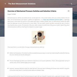 Overview of Mechanical Pressure Switches and Selection Criteria