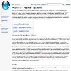 Overview of Reputation Systems