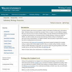 Overview - Scholarly Writing