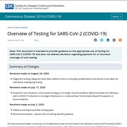 CDC Overview of Testing for SARS-CoV-2