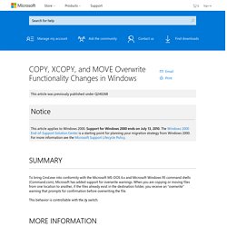 COPY, XCOPY, and MOVE Overwrite Functionality Changes in Windows