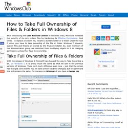 How to Take Full Ownership of Files & Folders in Windows 8