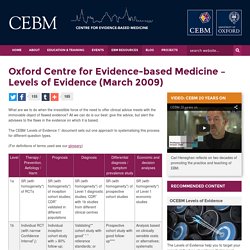 EBM Tools > Finding the Evidence > Levels of Evidence 2011 > Levels of Evidence 2001