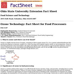 Ozone Technology: Fact Sheet for Food Processors, FSE-5-07