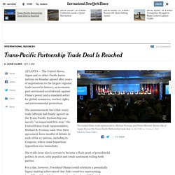 Trans-Pacific Partnership Trade Deal Is Reached