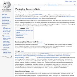 Packaging Recovery Note