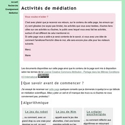 Page médiation : activités