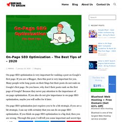 On-Page SEO Optimization - The Best Tips of - 2020 - Bring To Brain
