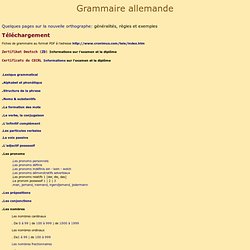 Pages de grammaire allemande: index