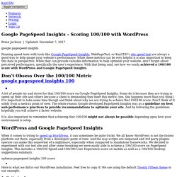 Google PageSpeed Insights - Scoring 100/100 with WordPress