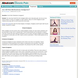 Analgesics - Common Pain Medicines Analgesics