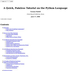 A Quick, Painless Tutorial on the Python Language