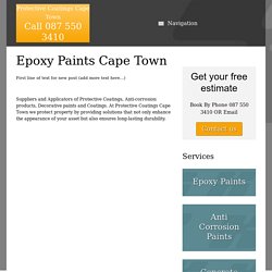 Epoxy Paints Cape Town - Protective Coatings Cape Town