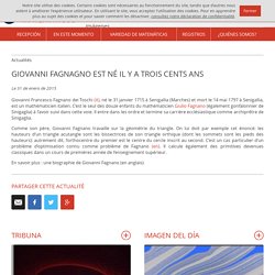GIOVANNI FAGNAGNO EST NÉ IL Y A TROIS CENTS ANS