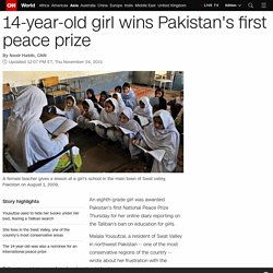14-year-old girl wins Pakistan's first peace prize