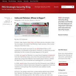 India and Pakistan: Whose is Bigger? » FAS Strategic Security Blog
