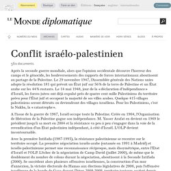 Conflit israélo-palestinien - Le Monde diplomatique