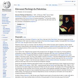 Giovanni Pierluigi da Palestrina (1525-1594)