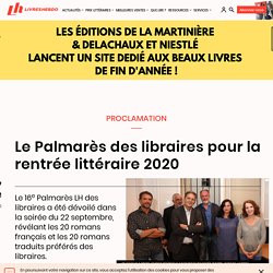 Le Palmarès des libraires pour la rentrée littéraire 2020