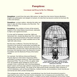 Panopticon: Government And Privacy In The New Millenium