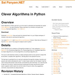 Clever Algorithms in Python « Sai Panyam.NET