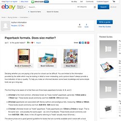 eBay Australia Guides - Paperback formats. Does size matter