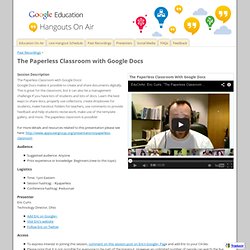 The Paperless Classroom with Google Docs - EducationOnAir