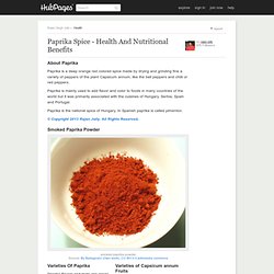 Paprika Spice - Health And Nutritional Benefits