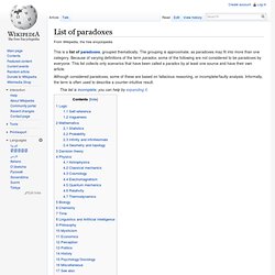 List of paradoxes