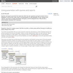 Using parameters with queries and reports - Access