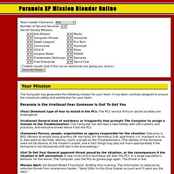 Paranoia XP Mission Blender Online