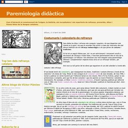 Paremiologia didàctica: Costumaris i calendaris de refranys