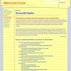 Parent IEP Binder - Miss Click's Class
