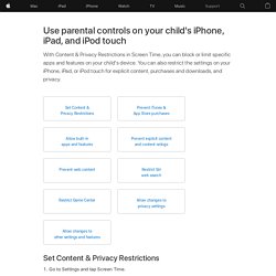 Use Restrictions on your iPhone, iPad, and iPod touch