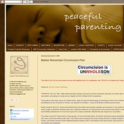 Babies Remember Circumcision Pain